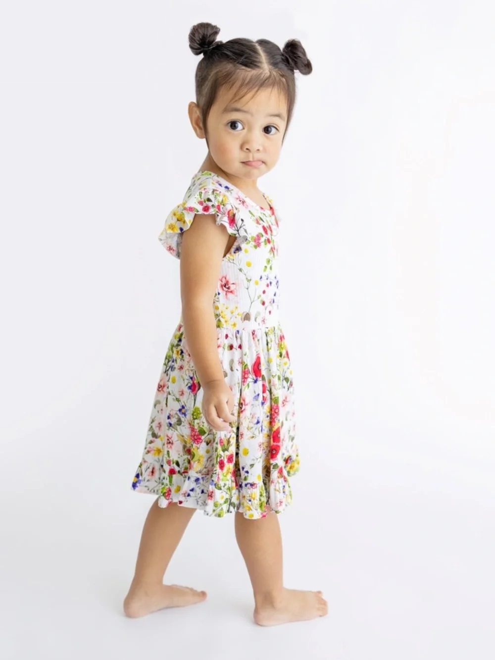 Posh Peanut Barbara Cap Sleeve Ruffled Twirl Dress - Bamboo Ribbed Fabric - Picture 6 of 6